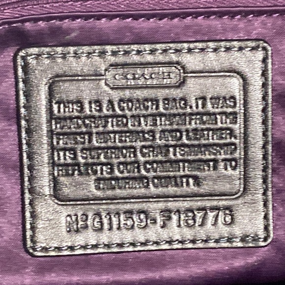 *SOLD*Coach Ashley Signature CC Sateen With Leather Satchel In Charcoal Metallic - Picture 15 of 15